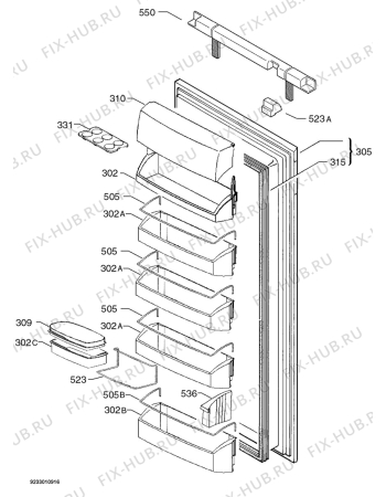 Взрыв-схема холодильника Aeg Electrolux SK91205-4I - Схема узла Door 003